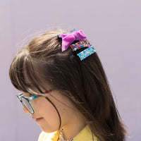 Aqua Vintage Velvet Mini Bow Hair Clips