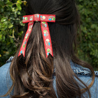 Cherry Casserole Vintage Hair Bow Clip (with Tails)