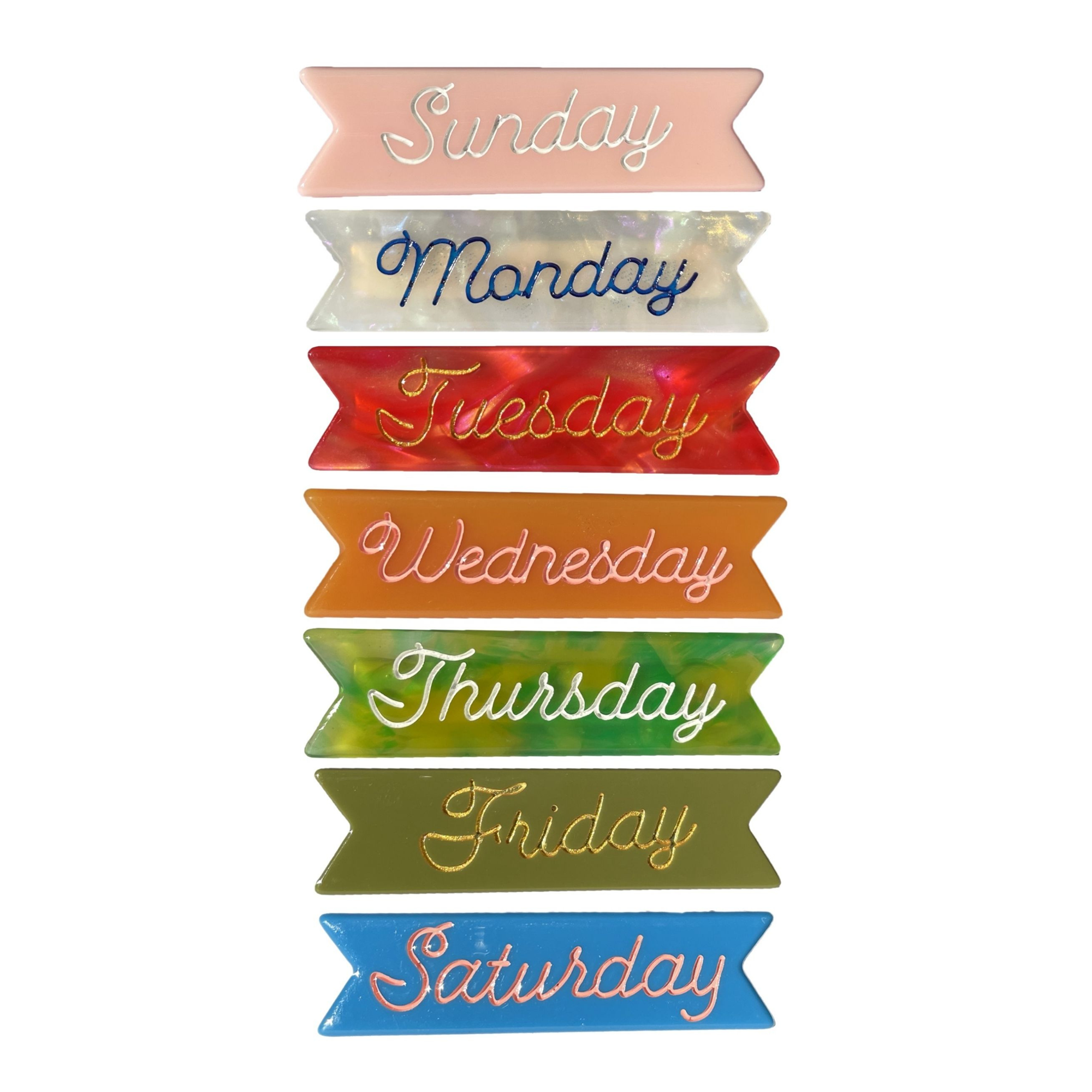 PREORDER Days of the Week Hair Clips – Eugenia